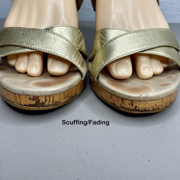 Cole Haan Womens Jullian Metallic Gold Open Toe Platform Wedge Sandal Size 10B - Picture 3 of 12